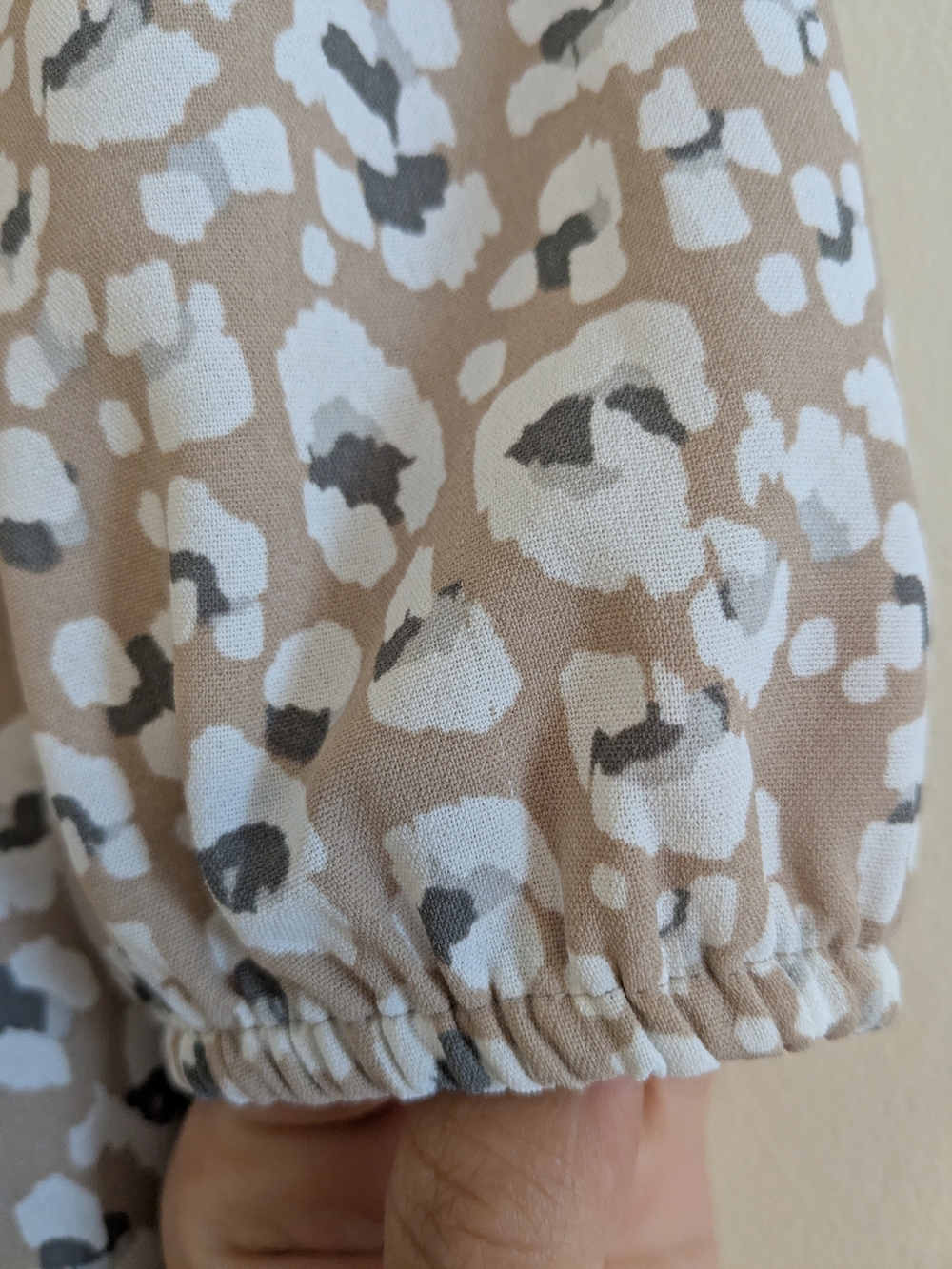 Nine West Beige Animal Print Smocked Peplum Top - Picture 10 of 10